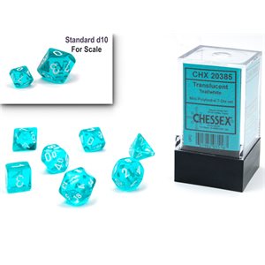Translucent: Mini 7pc Polyhedral Teal / white