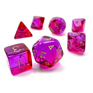 Gemini: 7Pc Polyhedral Translucent Red-Violet / Gold
