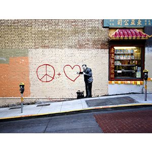 Puzzle: 1000 Urban Art Graffiti: Banksy Peaceful Hearts Doctor