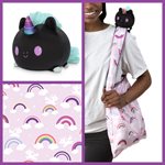 Tote Bag with Plushie: (Pink Rainbows + Black Unicorn) (No Amazon Sales)