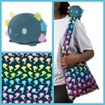 Tote Bag with Plushie: (Dark Blue Rainbow Axolotls + Blue (Rainbow Gills) Axolotl) (No Amazon Sales
