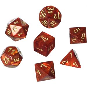 Scarab: Mini 7pc Polyhedral Scarlet / gold