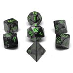 Gemini: Mini 7pc Polyhedral Black-Grey / green ^ FEB 22 2023