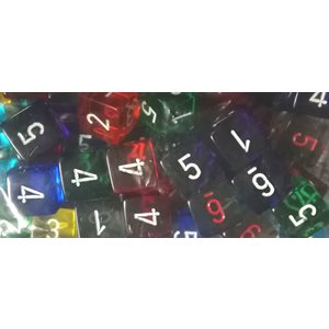 Translucent: Bag of 50 Assorted Polyhedral D6 (with numbers)