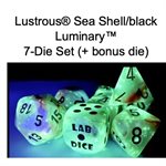 Lab Dice 6: Lustrous: 7Pc Polyhedral Sea Shell / black Luminary (w / bonus die)