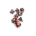 Lab Dice 8: Gemini: 7pc Red-Steel / White (with bonus die)