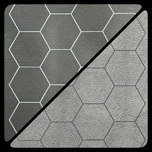 Mat: 1” Hex 2 Sided Black / Grey Battlemat (Two Color Mat)