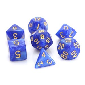 7 Pc RPG Set: Blue Swirl with Gold (No Amazon Sales)