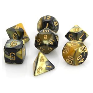 7 Pc RPG Set: Yellow and Black Marble (No Amazon Sales)