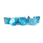 Dice: Stone 16mm 7pc Set: Engraved Cat's Eye Aquamarine ^ Q2 2024