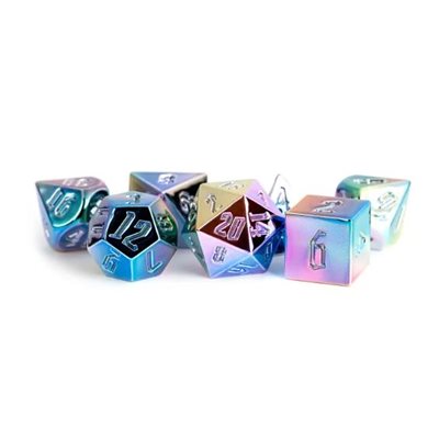 Dice: Aluminum Plated Acrylic 16mm 7pc Set: Rainbow Aegis Uninked ^ Q2 2024