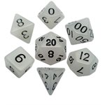 Dice: Acrylic 16mm 7pc Set: Glow in the Dark: Clear ^ Q2 2024