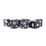 Dice: Metal 16mm 7pc Set: Black ^ Q3 2024