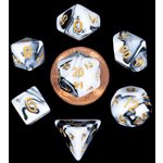 Dice: Mini 10mm 7pc Set: Marble: Gold Numbers ^ Q2 2024