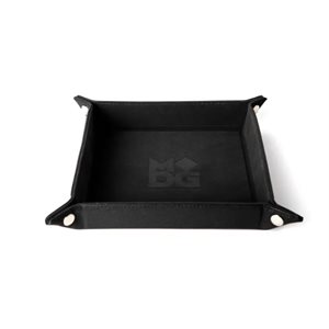 Dice Tray: Leather Backed Fold Up Dice Tray: Black ^ Q2 2024