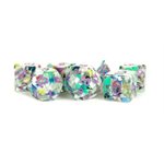 Dice: Resin 16mm 7pc Set: Recycled Dice w / Purple Numbers ^ Q2 2024