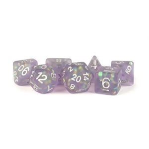 Dice: Resin 16mm 7pc Set: Icy Opal Purple