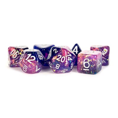 Dice: Resin 16mm 7pc Set: Eternal Purple / Blue ^ Q3 2024