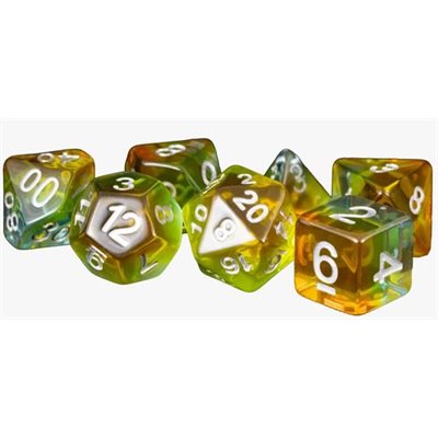 Dice: Resin 16mm 7pc Set: Yellow Aurora ^ Q3 2024