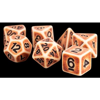 Dice: Resin 16mm 7pc Set: Ancient Brown ^ Q2 2024