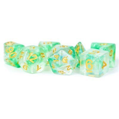 Dice: Resin 16mm 7pc Set: Unicorn Icy Everglades ^ Q2 2024