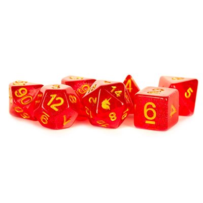 Dice: Resin 16mm 7pc Set: Unicorn Red ^ Q2 2024