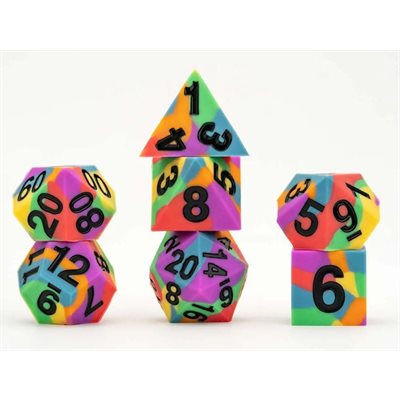 Dice: Sharp Edge Silicon Rubber 16mm 7pc Set: Pride: Rainbow Flag ^ Q3 2024