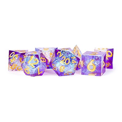 Dice: Handcrafted Sharp Edge Resin 7pc Set: Royal Geode ^ Q2 2024