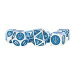 Dice: Tales of the Valiant: Metal 7pc Set: Silver w / Light Blue Enamel ^ AUG 2024