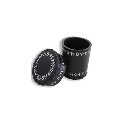 Black Runic Leather Dice Cup