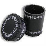 Black Runic Leather Dice Cup