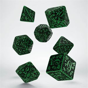 Forest 3D Dice Green & Black 7 Pc