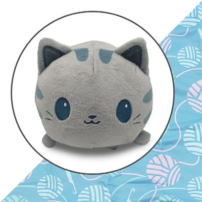 Tote Bag with Plushie: (Light Blue KnittinG + Light Gray Cat) (No Amazon Sales)