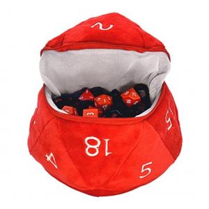 D20 Plush Dice Bag: Red and White Dungeons & Dragons