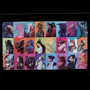 Playmat: White Stitched Edge: Magic the Gathering: Commander Masters: Pop Collage