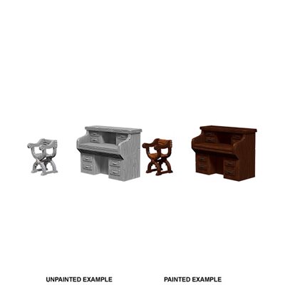 WizKids Deep Cuts Unpainted Miniatures: Wave 5: Desk & Chair