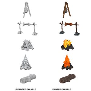 WizKids Deep Cuts Unpainted Miniatures Terrain: Wave 10: Camp Fire & Sitting Log